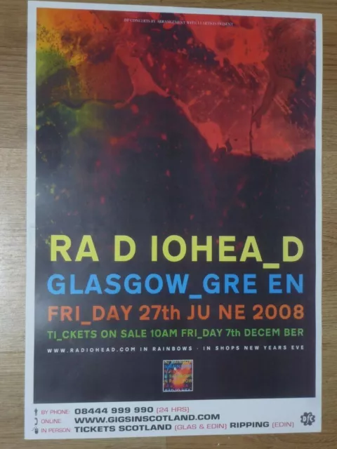 Radiohead concert poster  - Glasgow 2008 music band show tour — gig memorabilia!