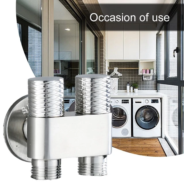 Valvola Angolare Doppia Per Rubinetto - 1 Ingresso 2 Uscite Per Bagno E Cucina