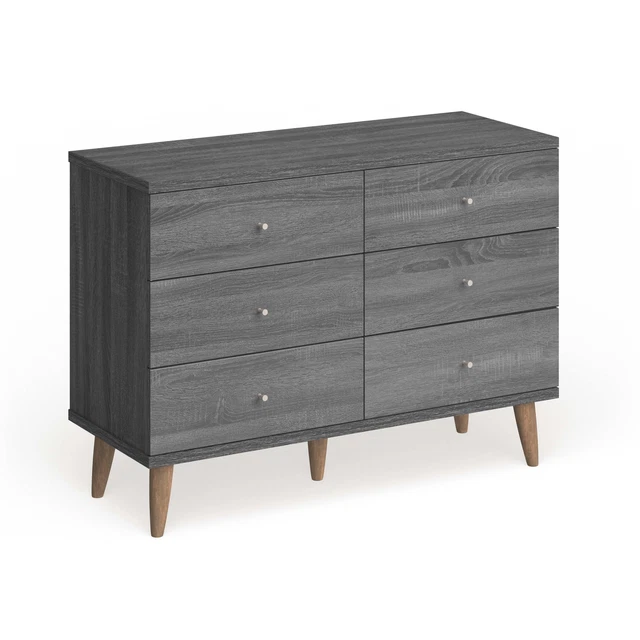 DH BASIC Distressed Gray 6-drawer Dresser with Knobs by Grey 6-drawer