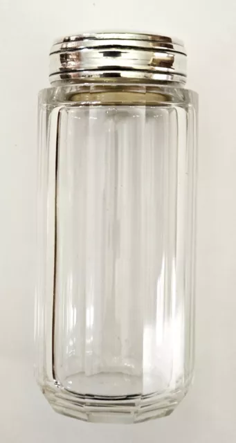 Victorian Cut Glass Perfume Bottle With Sterling Silver Top London 1900.
