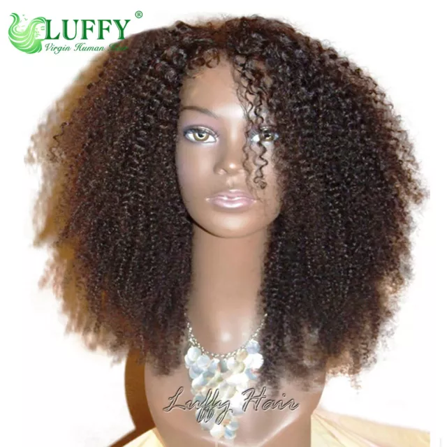 13x6 Lace Front Wig Afro Kinky Curly Wigs With Bangs Human Hair HD Full  Lace Wig