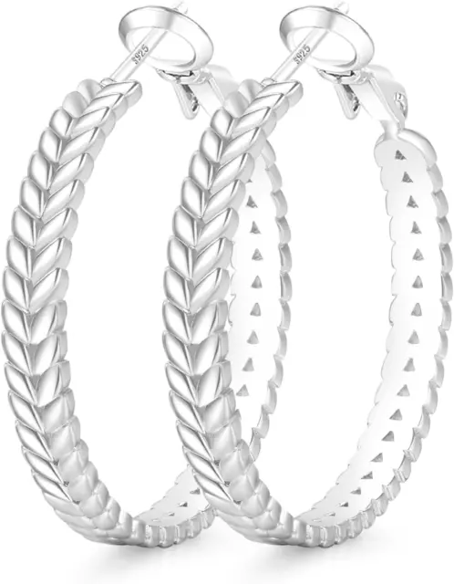 Senteria Large 925 Sterling Silver Hoop Earrings for Women Lightweight Thick Sil