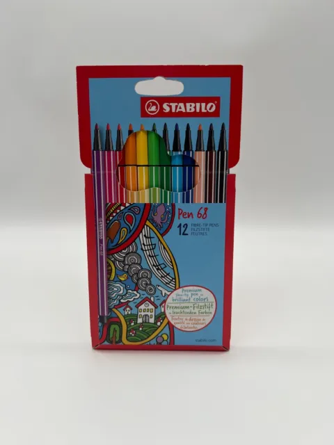 Premium-Filzstift STABILO Pen 68 Mini 12er Pack mit 12 verschiedenen Farben