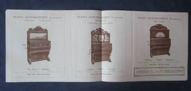 ANCIENNE BROCHURE PROUST TARTENG PIANOS AUTOMATIQUES PARIS 1920's