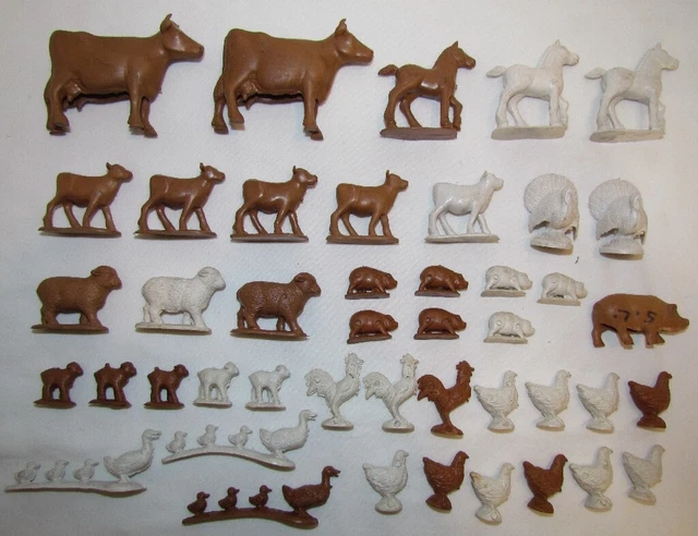 1960's Ohio Art Farm Animals, Rubber Like Vinyl, Lot of 42