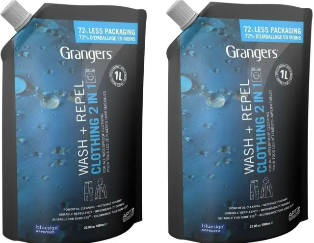 Grangers Wash and Repel 2 in1 Clothing Cleaner 1L Water Proofer Gore-Tex X 2