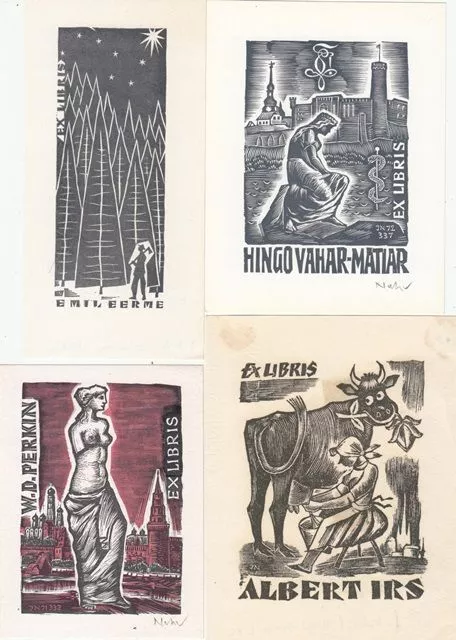 10 Exlibris Bookplate Hochdrucke Johann Naha 1902-1982 Konvolut Lot Albert