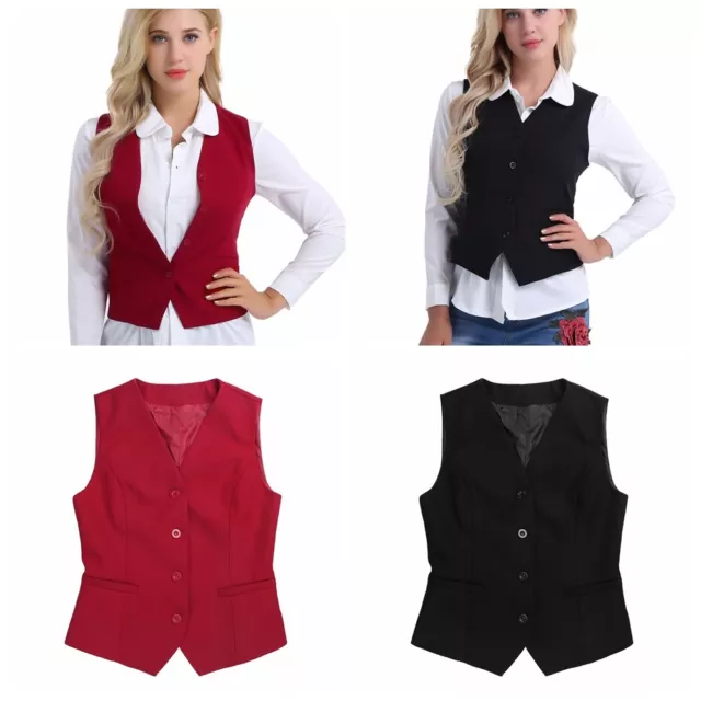 WOMEN WAISTCOAT GILET Work Suit Vest Business Formal Waitress Hotel Uniform  £28.31 - PicClick UK