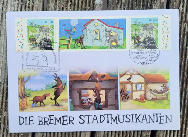 Bund BRD 2017 Mi 3282 Grimms Märchen Die Bremer Stadtmusikanten FDC