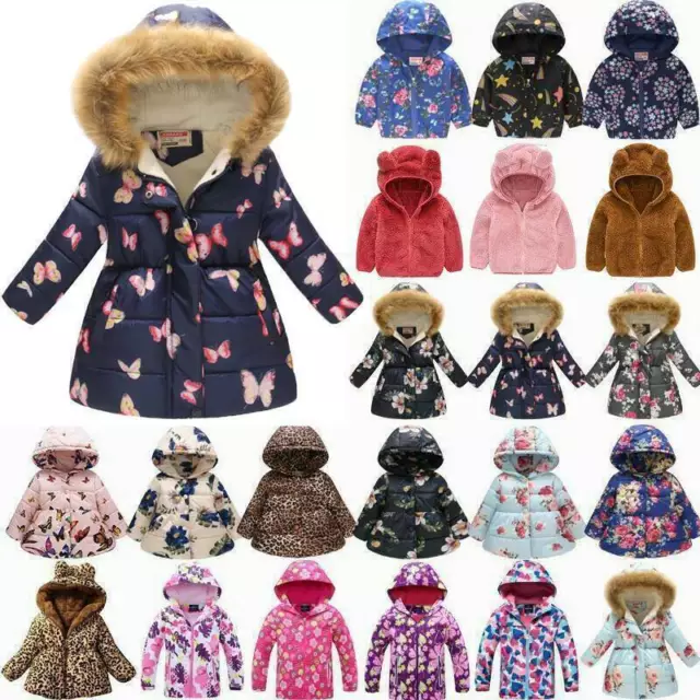 Children Girls Padded School Quilted Coat Jackets Puffer Hooded Parka Outwear UK