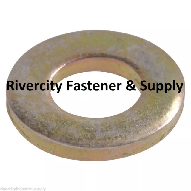 (50) 3/8 Inch Grade 8 USS Flat Washers 3/8" Thru Hardened Washer Yellow Zinc