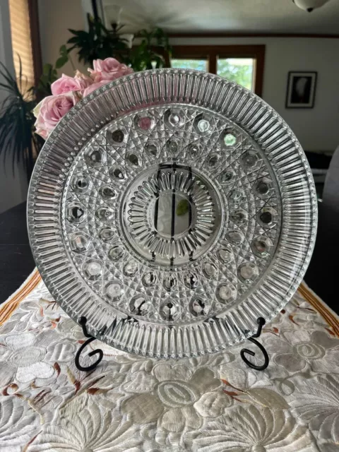 Indiana Glass Royal Brighton Clear 11" Ribbed Edge Glass Serving Dish / Platter