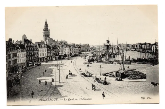 CPA - 59 - DUNKERQUE - Le Quai des Hollandais - animée - vierge