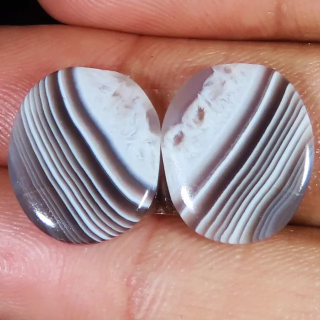 17.30 Cts Natural Botswana Agate Matched Pair Gemstone, Loose Agate For Jewelry