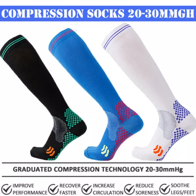 3 Pairs Copper Infused Compression Socks 20-30mmHg Graduated Mens Womens S-XL