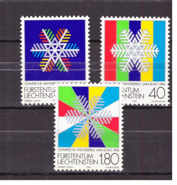 FRANCOBOLLI Lichtenstein 1983 Giochi Olimpici Invernali Serie 3 Val. MNH**  °