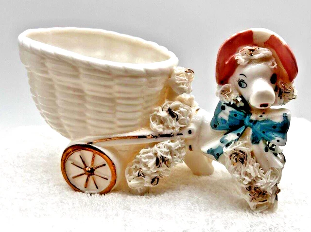 Norcrest Poodle Cart Planter Vase Spaghetti E418