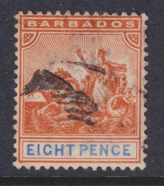 Barbados 1892 Seal of the Colony 8d orange & ultramarine used (cat.£50)