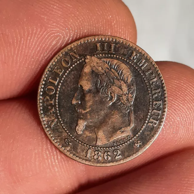 2 Centimes 1862 K Bordeaux, NAPOLÉON III,  Tête Laurée