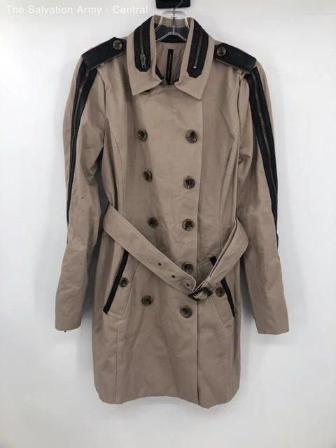 W118 By Walter Baker Womens Brown Double-Breasted Belted Trench Coat Size Medium