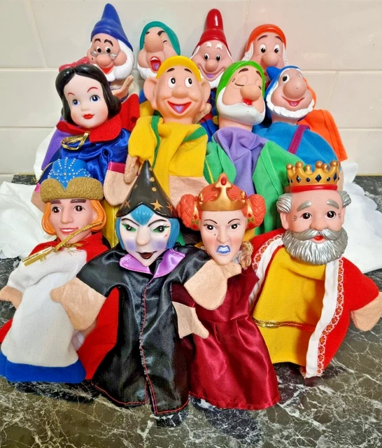 VINTAGE DISNEY SNOW White and the Seven Dwarfs Hand Puppets Complete ...