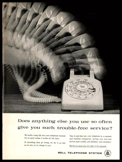 1960 Bell Telephone System Vintage PRINT AD Service Rotary Dial Telephone 1960s