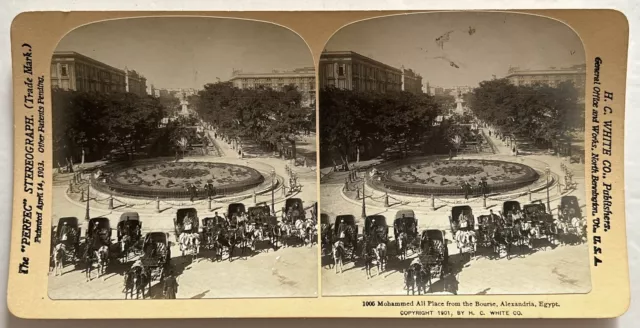 Ägypten Alexandria Platz Mohammed Ali 1901 Foto Stereo Vintage P29T1n