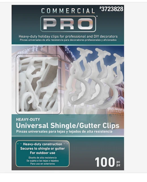 GEMMY COMMERCIAL PRO Universal Soffit Fascia Christmas Light Clips 100