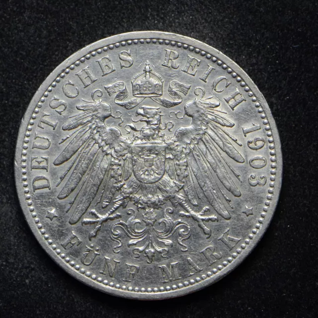 1903-G Germany 5 Mark Baden .900 Silver (cn12847)