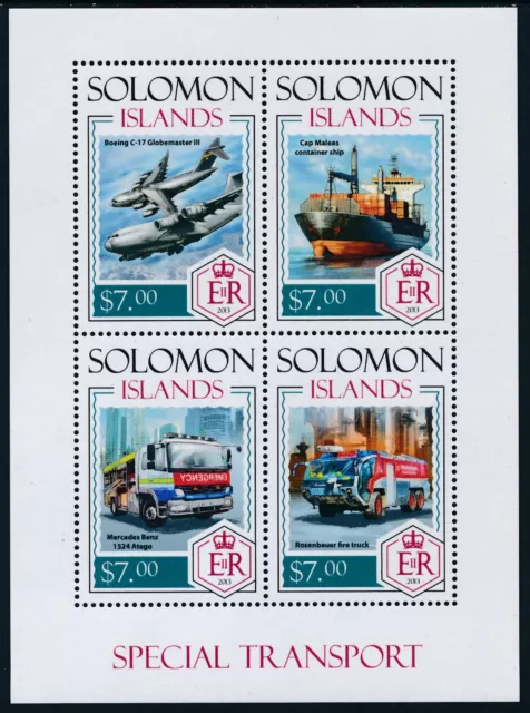 2013 Solomon Islands Transport Mini Sheet (4 Stamp) Fine Mint Mnh