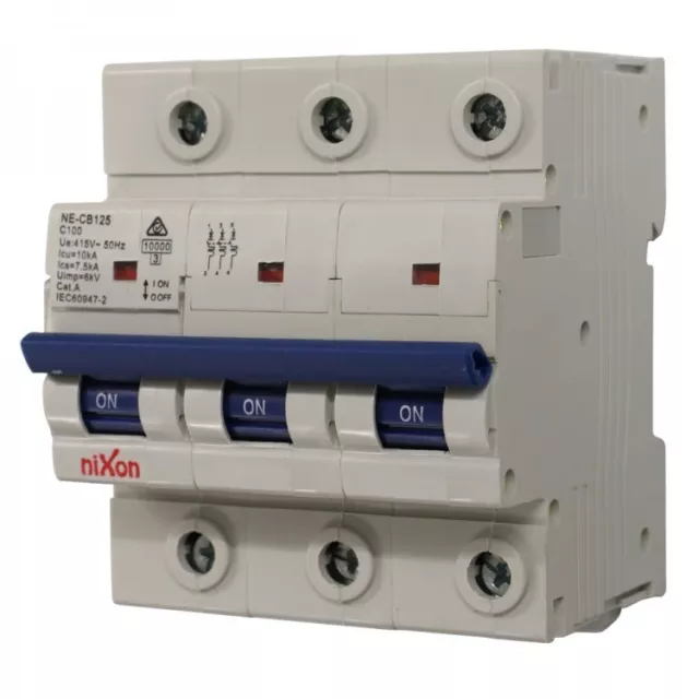 100AMP - 3 Pole 10ka MCB - Circuit Breaker (27mm Width)