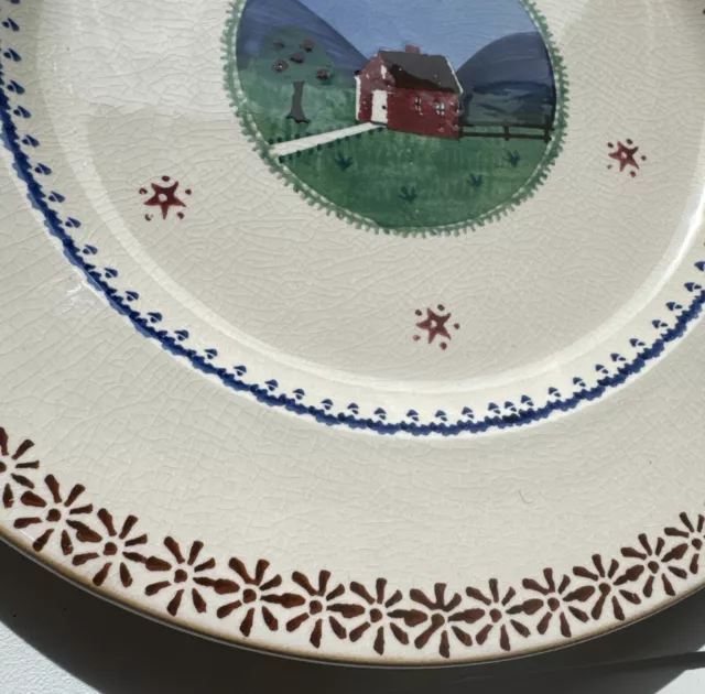 NICHOLAS MOSSE Pottery 11" Dinner Plate Red Farmhouse Landscape Ireland VTG 3