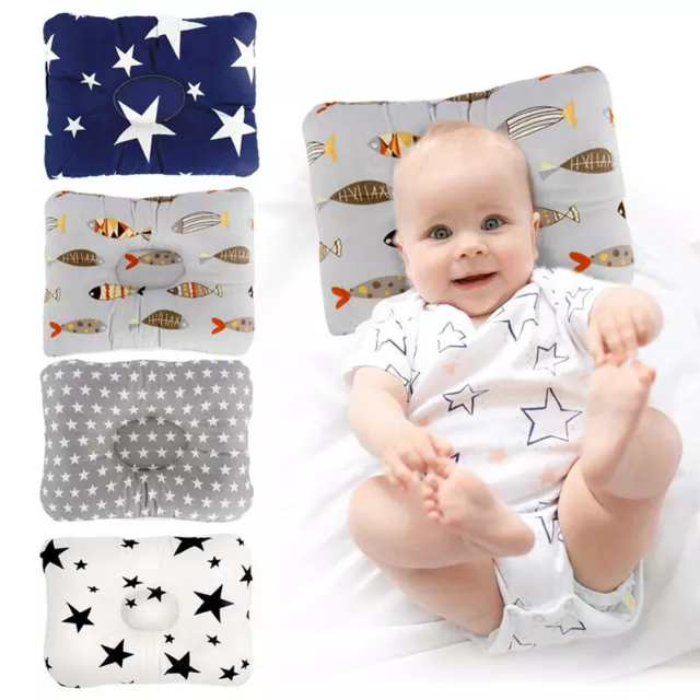 Newborn Baby Cot Pillow Prevent Flat Head Anti Roll Cushion Sleeping Support UK 3