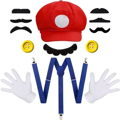 iZoeL Deguisement Mario Chapeau Mario Casquette Deguisement Halloween Mario B...