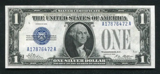 Fr. 1600 1928 $1 One Dollar “Funnyback” Silver Certificate Gem Uncirculated