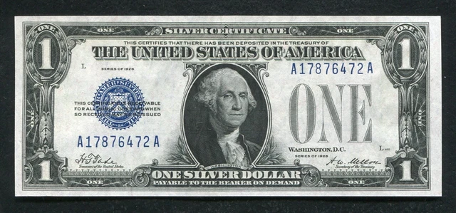Fr. 1600 1928 $1 One Dollar “Funnyback” Silver Certificate Gem Uncirculated