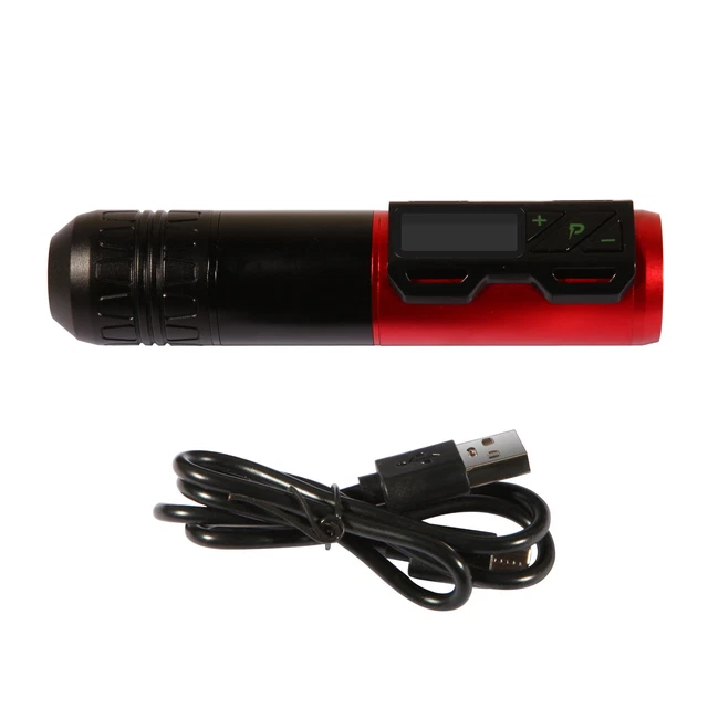 Nueva Máquina de Tatuaje Inalámbrica Máquina Rotativa Motor Sin Núcleo LCD Fuente de Alimentación Roja