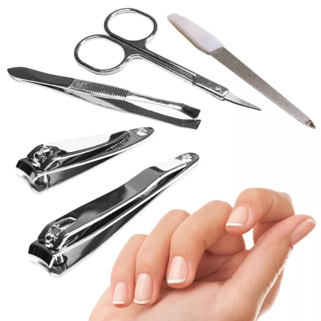 5 Pc Manicure Set-Tweezers Scissors Toenail Fingernail Clippers Nail File,