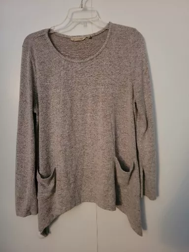 SOFT SURROUNDINGS Top Womens Size Medium Melange Tunic Knit Long Sleeve *EUC*