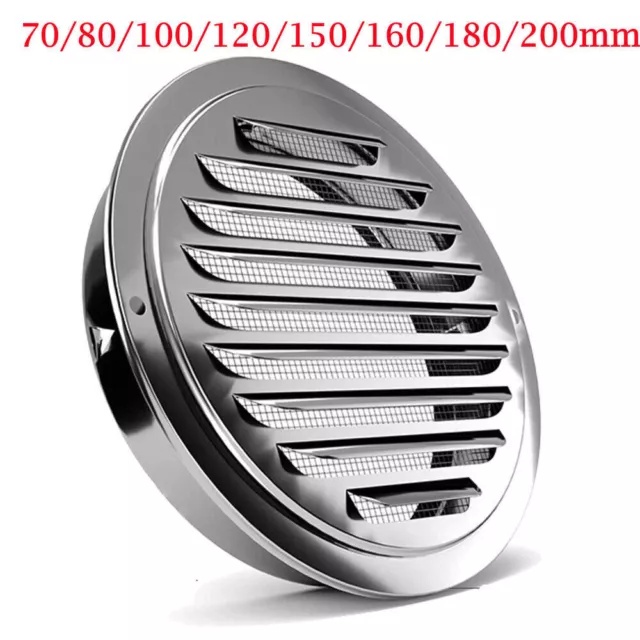 Round Soffit Air Vent Stainless Steel Louver Grille Cover Wall Air Ventil 8 Size