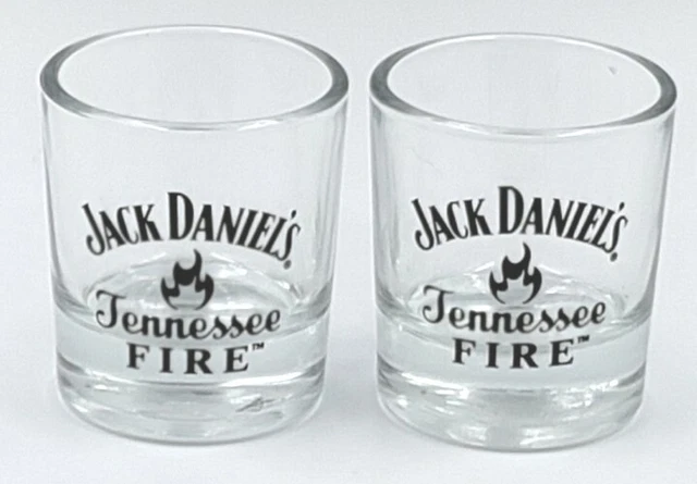 Jack Daniels Tennessee Fire Shot Glass Set Of 2 Barware Collectibles Drinking