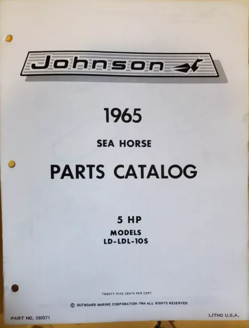 1965 Johnson OMC 5 HP Parts Manual Sea-Horse 380571