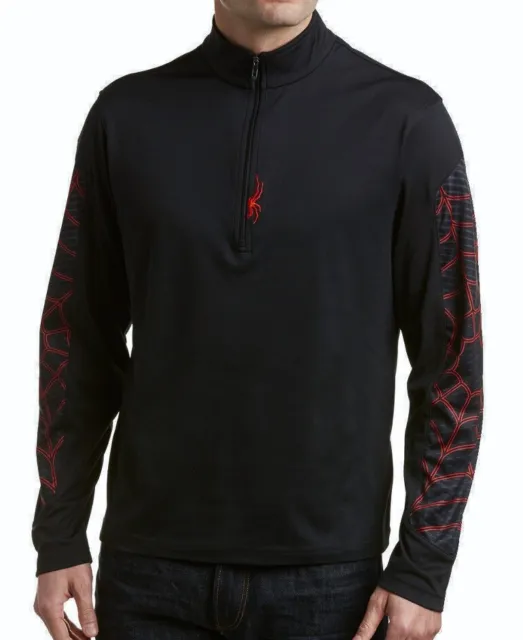 SPYDER Breaker Mid Layer T Neck 1/4 Zip Shirt Black Red Grey New Mens Sz S