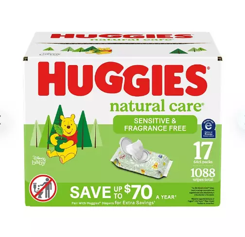 Huggies 52639 Natural Care Sensitive Baby Wipes - 1088 Count