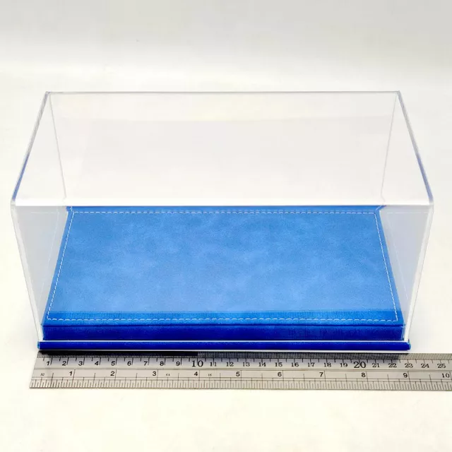 23cm Acrylic Case Display Box Clear Storage Car Premium Base Blue Suede Thicken