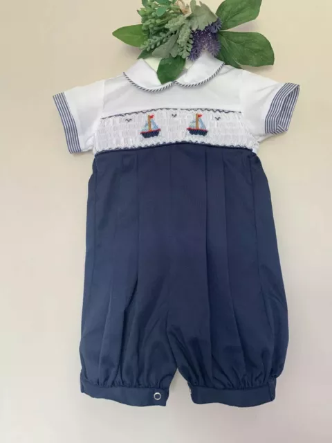 Maillot brodé bébé break costume marin et blanc beau détail 3-6m 3