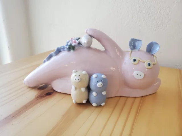 handmade ceramic piggy bank pink piggy bank pig momma with pigletts