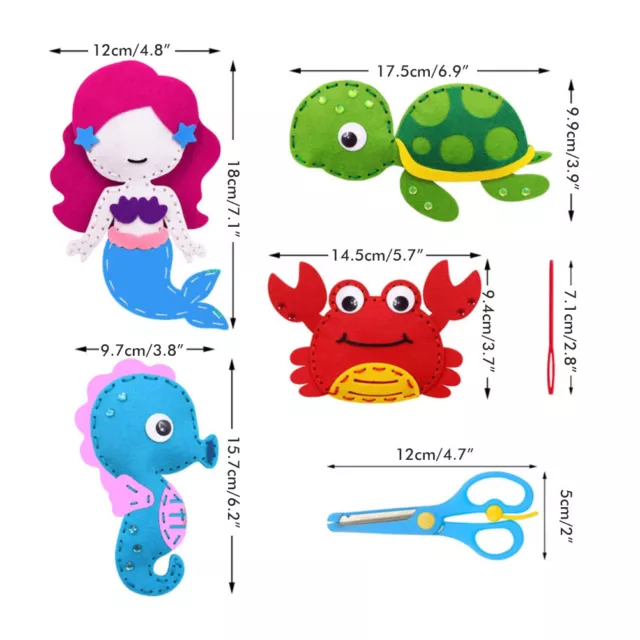 Ocean Animals DIY Felt Set 8Pcs Children Felt Sewing Kit For Boys Girls For