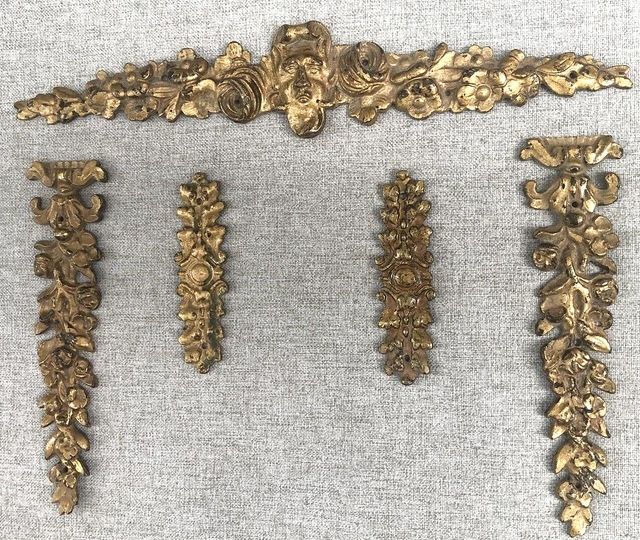 Antique french furniture ornaments set 19th century gilded bronze