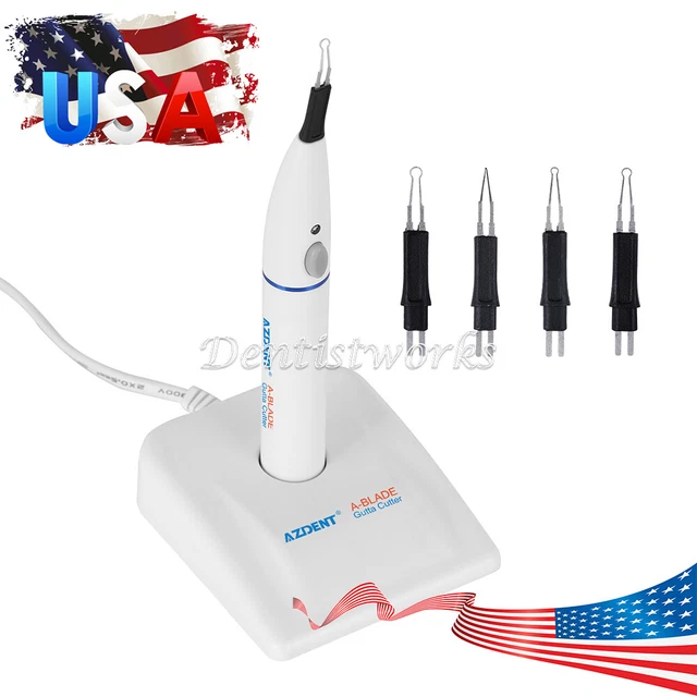 Dental Endo Gutta Percha Teeth Tooth Gum Cutter & 4Pcs Heated Gutta Cutter Tips